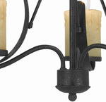 Benzara 3 Bulb Metal Frame Chandelier with Candle Lights, Black and Beige
