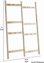 Benzara Center Partitioned Wooden Garment Rack with Peg Hooks, Light Brown