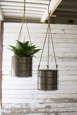 Kalalou CHW1108 Set of two Hanging Metal planter