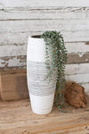 Kalalou H3680 Tall Ribbed Clay Vase - White