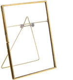 Benzara 7 Inch Metal Vertical Easel Frame with Lock Shutter, Brass
