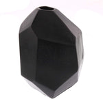 Benzara BM229326 Faceted Sides Metal Vase with Wide Top Opening, Black