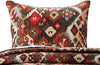 Benzara Neretva King Size Rectangular Fabric Sham with Native Prints, Red and Brown