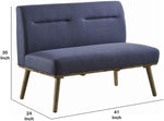 Benzara Fabric 2 Seater Loveseat Sofa with Splayed Legs and Padded Seat, Blue and Brown