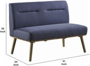 Benzara Fabric 2 Seater Loveseat Sofa with Splayed Legs and Padded Seat, Blue and Brown