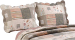 Benzara Douro Fabric King Size Pillow Sham with Patchwork and Scalloped Ends, Brown