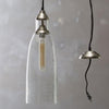 Kalalou NNL1004 Glass Pendant Lamp with Brushed Silver Cap and Canopy -6`` x 18``
