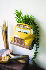 Kalalou CDV2005 Ceramic Yellow Bus Wall Planter