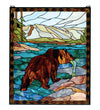 Meyda Lighting 72934 25"W X 30"H Grizzly Bear Stained Glass Window Panel