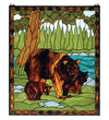 Meyda Lighting 72935 25"W X 30"H Brown Bear Stained Glass Window Panel