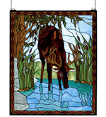 Meyda Lighting 72936 25"W X 30"H Deer Stained Glass Window Panel