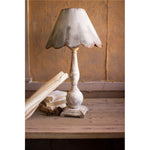 Kalalou CCG1588 Table Lamp Wood Base with Rustic Scalloped Metal Shade