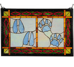 Meyda Lighting 74144 26.5"W X 17.5"H Deer & Cougar Tracks Stained Glass Window Panel