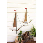 Kalalou CHE1383 Painted Metal Sailboat Wall Hangings,Set of 2