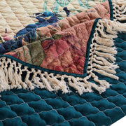 Benzara 3 Piece Queen Size Quilt Set with Floral Print and Crochet Trim, Multicolor