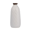 Sagebrook Home 17930-11 Ceramic, 12" Plaid Textured Vase, White