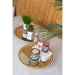 Kalalou CJAL1069 Round Rattan Mirror Trays Set of 2