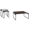 Benzara 3 Piece Metal Frame Occasional Table Set, Brown and Black