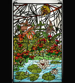 Meyda Lighting 77661 30"W X 48"H Woodland Lily Pond Stained Glass Window Panel