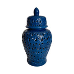 Sagebrook Home 12468-12 Ceramic, 18" Pierced Temple Jar, Blue