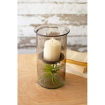 Kalalou CV1021A  Mini Smoked Glass Candle Cylinders with Rustic Insert