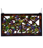 Meyda Lighting 78088 22"W X 12"H Tiffany Grape Arbor Stained Glass Window Panel