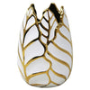Sagebrook Home Ceramic 7.75`"Leaf Vase, White/Gold