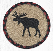 Handcrafted Jute Round Coaster Black Moose Rustic Lodge Cabin Style 7x7