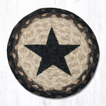 Earth Rugs LC-313 Black Star Round Large Coaster 7``x7``