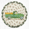 Earth Rugs LC-338 Vintage Green Truck Round Large Coaster 7``x7``