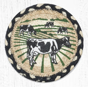 Earth Rugs LC-430 Cows Round Large Coaster 7``x7``