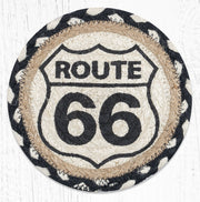 Route 66 Round Jute Coaster – Large Rustic Drink Mat by Earth Rugs