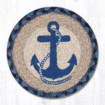 Earth Rugs LC-443 Navy Anchor Round Large Coaster 7``x7``