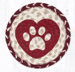 Earth Rugs LC-9-117 Heart Paw Round Large Coaster 7``x7``