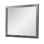 Benzara Rectangular Wooden Frame Mirror with Textured Details, Brown