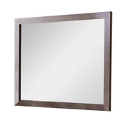 Benzara Rectangular Wooden Frame Mirror with Textured Details, Brown
