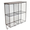 Benzara Metal Cage Design Wall Storage with 4 Open Shelves, Brown