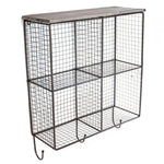 Benzara Metal Cage Design Wall Storage with 4 Open Shelves, Brown