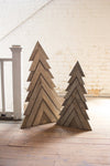 Kalalou CGU2440 Wooden Christmas Trees Set of 2