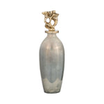 Sagebrook Home 16767-04 Glass, 16" Metal Vase Tribal Topper, Gold