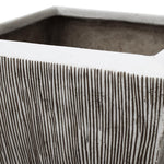 Benzara Hand Made Square Flower pot  with Ribbed Design, White, Set of 3