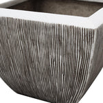Benzara Hand Made Square Flower pot  with Ribbed Design, White, Set of 3