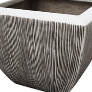 Benzara Hand Made Square Flower pot  with Ribbed Design, White, Set of 3