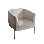 Benzara Fabric Upholstered Accent Chair with Tubular Metal Legs, Beige and Chrome