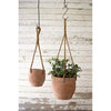 Kalalou CJAL1027 Set of Two Hanging Clay Flower Pots