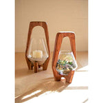 Kalalou NSS1124 Oval Wood and Glass Lantern