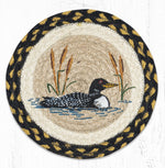 Earth Rugs MSPR-43 Loon Cattail Printed Round Trivet 10``x10``