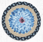 Earth Rugs MSPR-312 Blue Boho Flower Printed Round Trivet 10``x10``