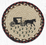 Earth Rugs MSPR-319 Amish Buggy 2 Printed Round Trivet