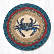 Earth Rugs Nautical Trivet – Blue Crab Coastal Print on Braided Jute, 10